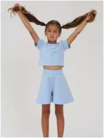 Комплект одежды Mitra, футболка и шорты, спортивный стиль, размер 158, голубой
