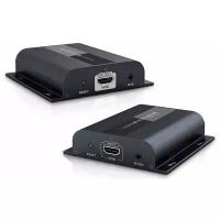 Удлинитель HDMI по витой паре CAT5/5e/6 до 80/100/120 метров поверх протокола IP, FullHD, ИК, с чипом V4.0 Lenkeng LKV383