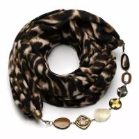 Кашемировый шарф FOXTROT Арабелла 003490_74_18 чёрный/коричневый, 180х70