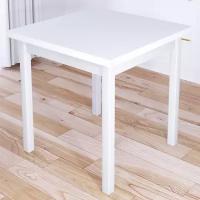 Стол кухонный Классика с квадратной белой столешницей из массива сосны 40 мм и белыми ножками, 75х75х75 см