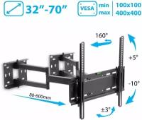 Кронштейн для телевизора на стену / крепление наклонно-поворотное Kromax GALACTIC-44 / до 70 дюймов / vesa 400x400