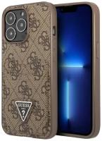 Чехол Guess PU 4G Double cardslot Metal triangle logo Hard для iPhone 12 | 12 Pro, коричневый