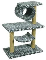 Комплекс для кошек двухэтажный с трубой и гамаком Зооник цветной мех 70 х 40 х 90 см (1 шт)