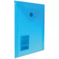 BRAUBERG Папка-конверт с кнопкой вертикальная А6, пластик, синий