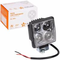 Фара светодиодная дополнительная 4 LED 12W 12-24V (квадрат) 76*76*46 направленный свет AIRLINE ALED001