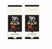 Шоколад горький Lindt Excellence 70% COCOA INTENSE DARK 2 шт х 100 гр (Франция)