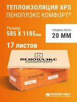 Пеноплэкс 20мм комфорт 20х585х1185 (17 плит) 11,73 м2 универсальный утеплитель из экструзионного пенополистирола