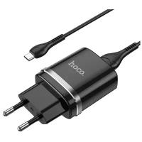 Сетевое зарядное устройство Hoco N1 Ardent + кабель microUSB, 12 Вт, черный