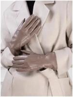 Перчатки женские кожаные ELEGANZZA, коричневый