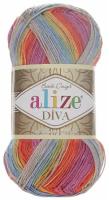 Пряжа Alize Diva Batik (Дива Батик) 3242 оранжево-малиново-бежево-зелено-синий 100% микрофибра, 100 гр, 350 м, 1 шт