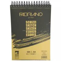 Альбом для зарисовок Fabriano Schizzi 90г/м.кв 21x29,7см мелкозернистая темная обложка 120 листов спираль по короткой стороне