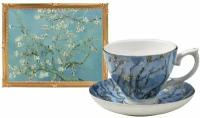 Чашка для чая с блюдцем подарочный комплект Винсент Ван Гог Цветущие ветки миндаля
