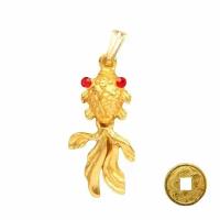 Талисман-подвеска Золотая рыбка 3,3см, цвет золото + монета "Денежный талисман"