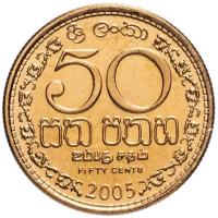 Монета Банк Шри-Ланки 50 центов 2005 года