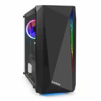 Корпус Minitower ExeGate Mistery R2 (mATX, без БП, 2*USB+1*USB3.0, аудио, черный, 1 вент. 12см с RGB подсветкой и полоса на передней панели, боковая панель - закаленное стекло) EX294384RUS