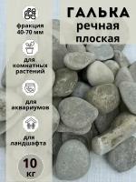 Галька речная светлая плоская 40-70мм (10кг) Грунт для аквариума/террариума