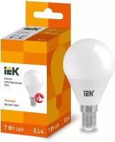 Лампа светодиодная LED IEK Шар, E14, G45, 7 Вт, 3000 K, теплый свет