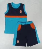 Комплект одежды, размер 60, голубой, оранжевый