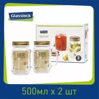 Набор банок Glasslock IG-753 (500ml x 2, ручка, крышка цв. золото)