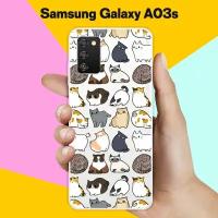 Силиконовый чехол на Samsung Galaxy A03s Коты / для Самсунг Галакси А03с