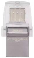 Флэш-диск USB 64Gb Kingston DataTraveler microDuo 3C, USB3.0/3.1 + Type-C серебристый