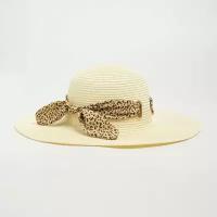 Шляпа Minaku, размер 56, коричневый, белый