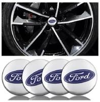 Наклейки на диски Форд/эмблемы диска Ford 56 мм металл (4шт) серебристые