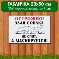 Злая собака табличка на забор, ворота, 20х30 см, Табличка добрая собака