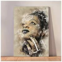 Картина "Африканская девушка с узорами на лице", 30x40 см, картина на холсте на деревянном подрамнике с настенным креплением