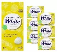 KAO "White Refresh Citrus" Кусковое крем-мыло со скваланом, с освежающим ароматом цитрусовых, 6 X 85 г