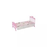 Кроватка розовая с постельным бельем Огонек С-1427