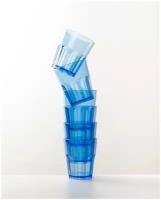 Стаканы пластиковые, многоразовые, голубые прозрачные, набор -6 штук