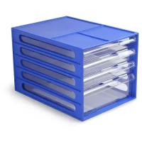 Бокс для бумаги СТАММ Блок выдвижных лотков (4 отд.) синий/прозрачный 1