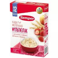 Каша Semper молочная мультизлак с кусочками клубники, яблоком и бананом, с 12 месяцев, 200 г