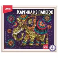 Аппликация-картина из пайеток Lori "Индийский слон", 20*25см