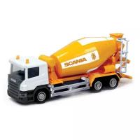 Машинка металлическая Uni-Fortune RMZ City 1:64 Бетономешалка Scania, без механизмов, цвет оранжевый 144005