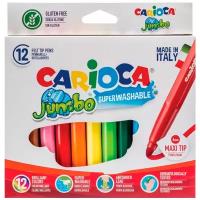 Фломастеры утолщенные CARIOCA "Jumbo", 12 цветов, суперсмываемые, вентилируемый колпачок, картонная упаковка, 40569