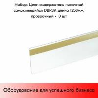 Набор ценникодержателей полочных самоклеящихся DBR 39, длина 1250 мм,1250х39 мм, Прозрачный -10 штук