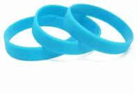 Силиконовые браслеты. Сет из 3-х штук без логотипа. Цвет голубой 306, размер М