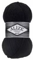 Пряжа Alize Superlana Maxi черный (60), 25%шерсть/75%акрил, 100м, 100г, 5шт