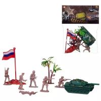 Игровой набор Abtoys Боевая сила 9 предметов (танк-бронетранспортер, солдатики, аксессуары)