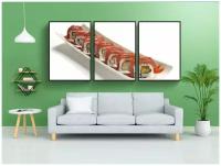 Набор модулных постеров для интерьера "Азиатская кухня, суши, восточный" 60x90 см. в тубусе, без рамки
