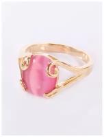 Кольцо помолвочное Lotus Jewelry, кошачий глаз, размер 20, розовый