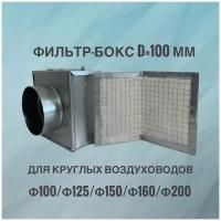 Воздушный фильтр-бокс для круглых воздуховодов, воздушный фильтр вентиляционный из оцинкованной стали 100 мм