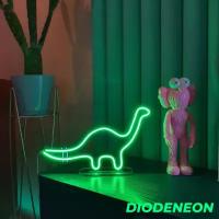 DIODENEON / Неоновый светильник - Динозавр 38х22 см., неоновая вывеска, гибкий неон, ночник