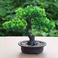 Декоративное искусственное растение дерево бонсай в кашпо для декора