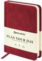 Ежедневник-планер (планинг) / записная книжка / блокнот недатированный Малый Формат 100х150мм А6 Brauberg Status, 136л, под кожу, красный