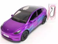 Машинка Tesla Model Y металлическая с клаксоном 1:26, свет, звук, с заправкой