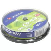 Диски CD-RW VERBATIM 700 Mb 12х, комплект 10 шт, Cake Box, 43480