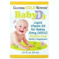 California Gold Nutrition, витамин D3 в каплях для детей, 400 МЕ, 10 мл (0,34 жидк. унции)